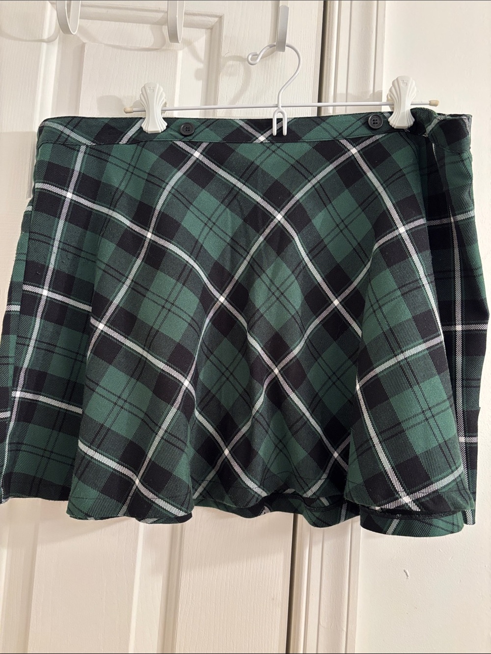 Royal Bones Green & Black Plaid Skater Skirt